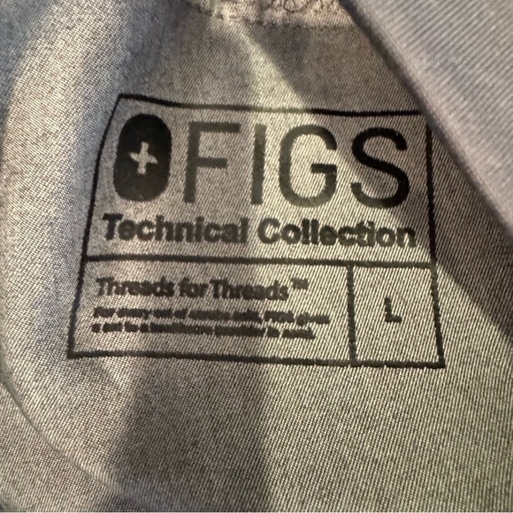 Figs Set Top And Pants Set Size Large Grey Turquoise Technical Collection - Picture 7 of 12